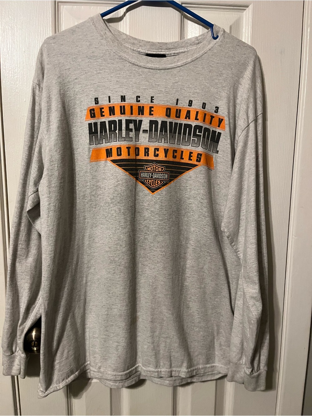 Harley-Davidson Light Gray Long Sleeve Shirt with Orange & Black Logo